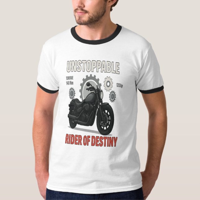 Camiseta Imobilizável - Cavaleiro do Gráfico de Motocicleta (Frente)