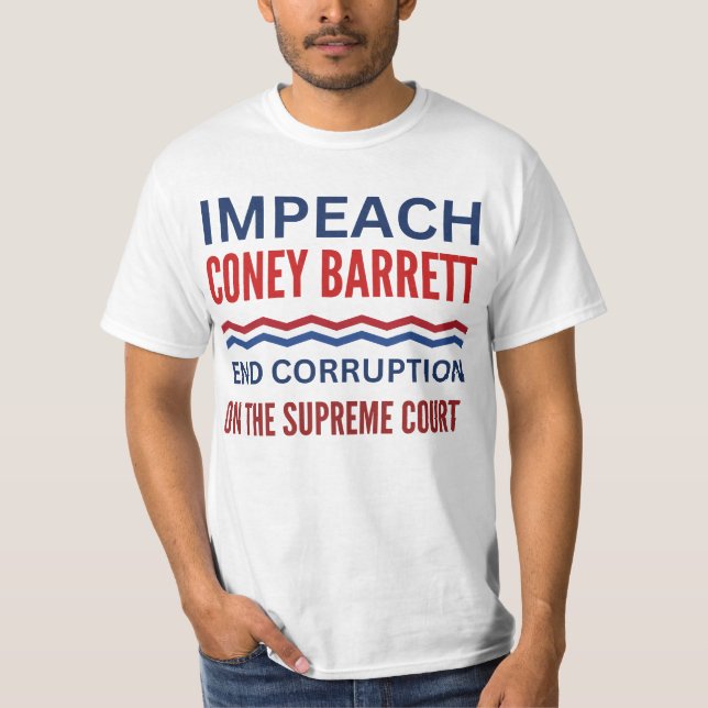 Camiseta Impeach Coney Barrett Corrupção do Supremo Tribuna (Frente)
