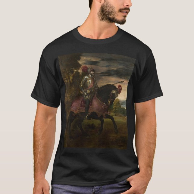 Camiseta Imperador Charles V em Horseback (por Titian) (Frente)