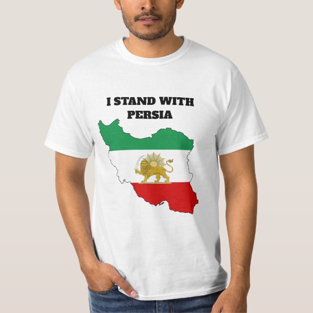 Camiseta Imperial do Mapa do Leão e Sol do Irã (Frente)