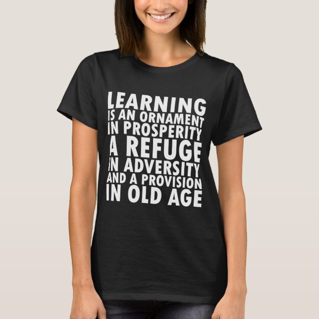 Camiseta Importância Aristóteles da Cotação de Aprendizado (Frente)