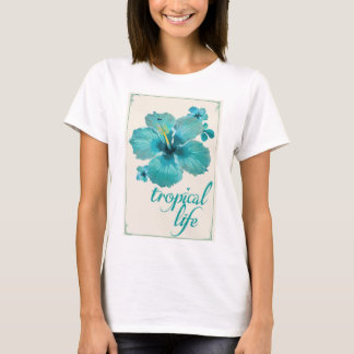Camiseta impressa de frangipani com vida tropical