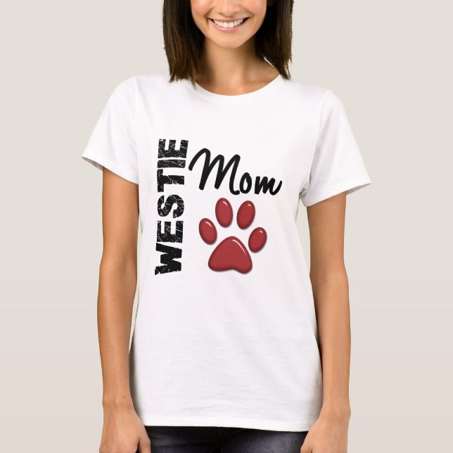 Camiseta Impressão 2 da pata da mamã de Westie (Frente)