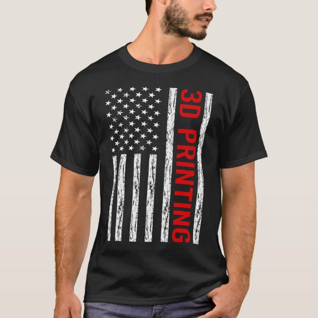 Camiseta Impressão 3D de Sinalizador EUA (Frente)