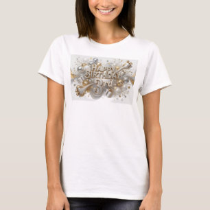 Camiseta Impressão 3RD FELIZ ANIVERSÁRIO Colorida e Negrito