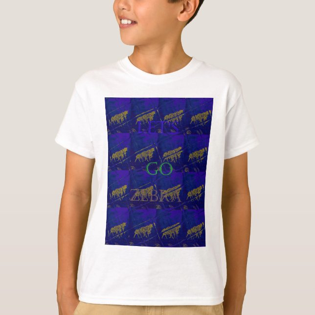 Camiseta Impressão Abstrato "Vamos Ir Zebra" azul francês (Frente)