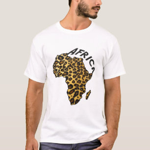 Camiseta Impressão animal do leopardo do mapa do leopardo