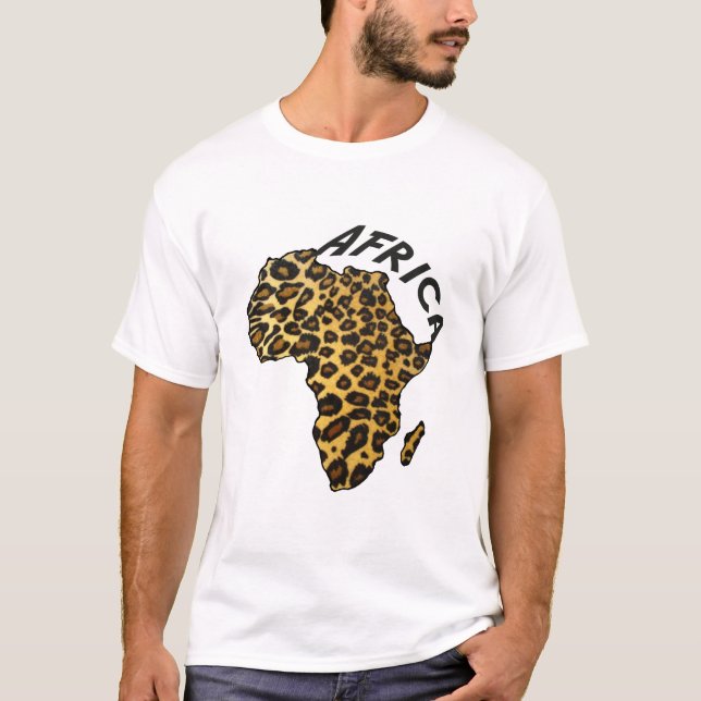 Camiseta Impressão animal do leopardo do mapa do leopardo (Frente)