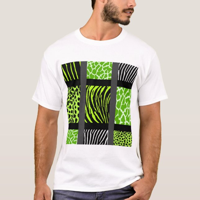 Camiseta Impressão animal mista de verde limão (Frente)