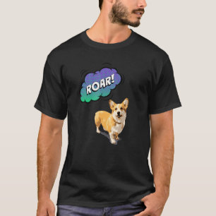 Camiseta Impressão Animal Rugido Com Cachorro Corgi Fofo