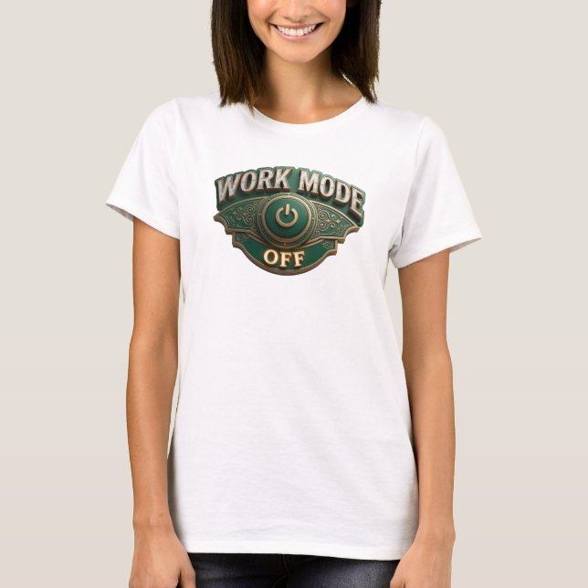 Camiseta Impressão artística Bold Gold WORK MODE OFF (Frente)