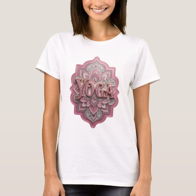 Camiseta Impressão Artística YOGA Dourada (Frente)