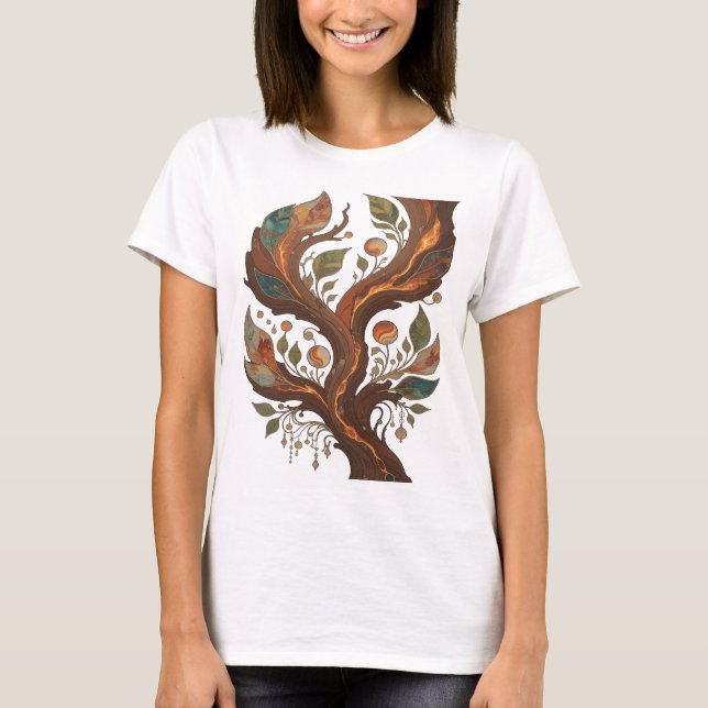 Camiseta Impressão Árvore da Vida em Prata Moderna (Frente)