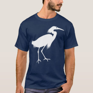 Camiseta Impressão branco do pássaro do Egret nevado