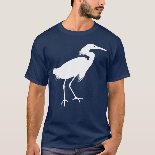 Camiseta Impressão branco do pássaro do Egret nevado (Frente)