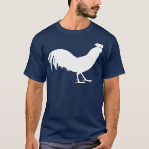 Camiseta Impressão branco do pássaro do galo