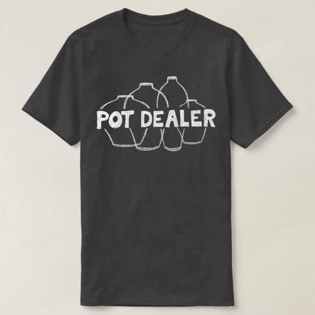 Camiseta impressão branco do pote Dealer (Frente do Design)