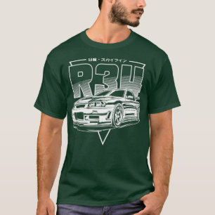Camiseta Impressão Branco do Skyline GTR R34