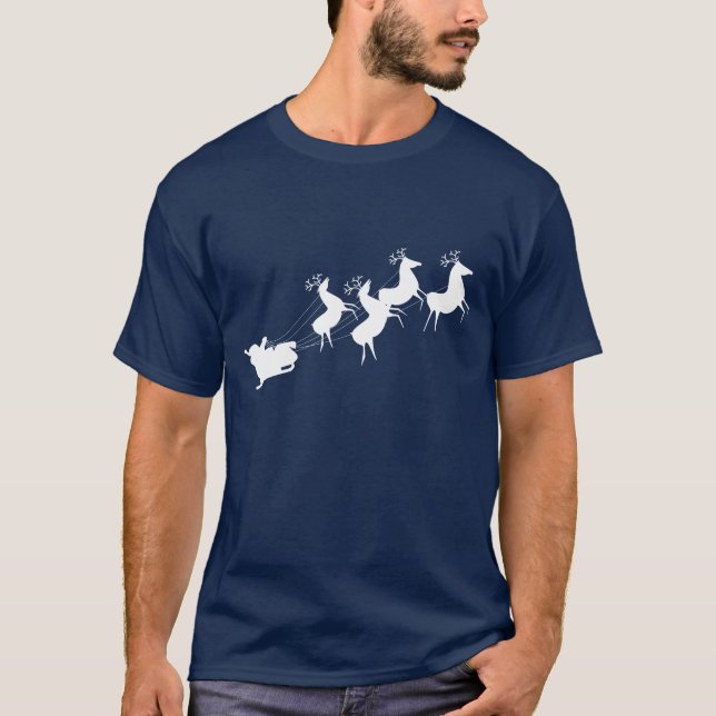 Camiseta Impressão Branco Sants Sleigh Reindeer (Frente)