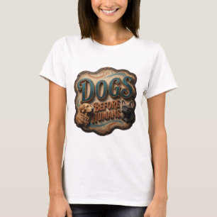 Camiseta Impressão Cachorros Antes dos Humanos em Dourado E