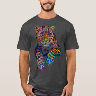 Camiseta Impressão Cheetah Cabeça de Leopardo Selvagem Anim