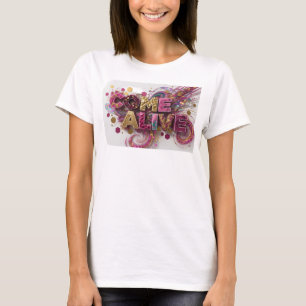 Camiseta Impressão Cor-de-Rosa Ousada VENHA À VIDA