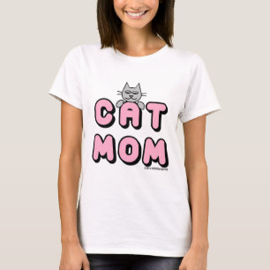 Camiseta Impressão cor-de-rosa preto "CAT MOM"