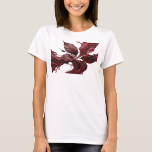 Camiseta Impressão Criativa de Folhas Abstratas Vermelhas n