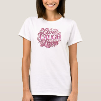 Camiseta Impressão Criativa Edgy LIVE LAUGH LOVE