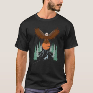 Camiseta Impressão Da Águia Balda No Pássaro Do Lobo Da Mon
