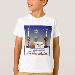 Camiseta Impressão da arte de Judaica Shabbat Shalom