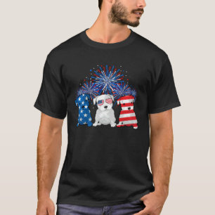 Camiseta Impressão da Bandeira Americana Pitbull Patriótico