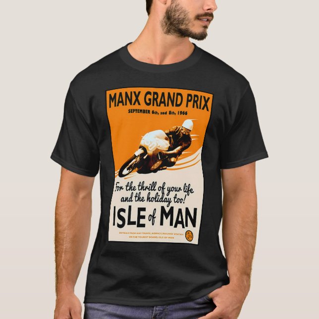 Camiseta Impressão da Corrida de Motociclismo do Manx Grand (Frente)