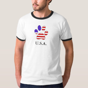 Camiseta Impressão da pata com a bandeira americana