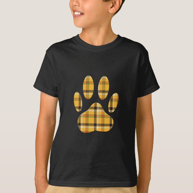 Camiseta Impressão da Pata de Cachorro de Tartan (Frente)