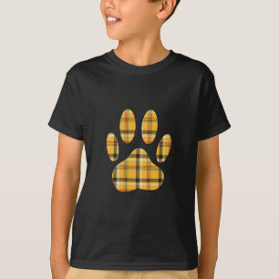 Camiseta Impressão da Pata do Cão de Tartan