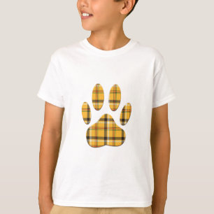 Camiseta Impressão da Pata do Cão de Tartan