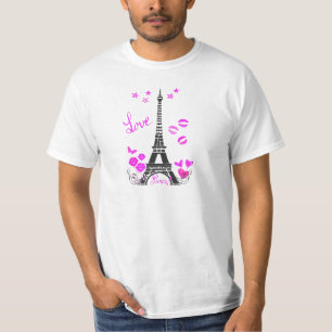 CAMISETA IMPRESSÃO DA TORRE EIFFEL DE PARIS DO AMOR