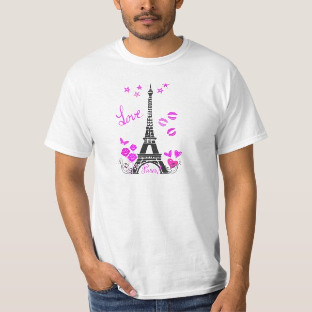 CAMISETA IMPRESSÃO DA TORRE EIFFEL DE PARIS DO AMOR (Frente)