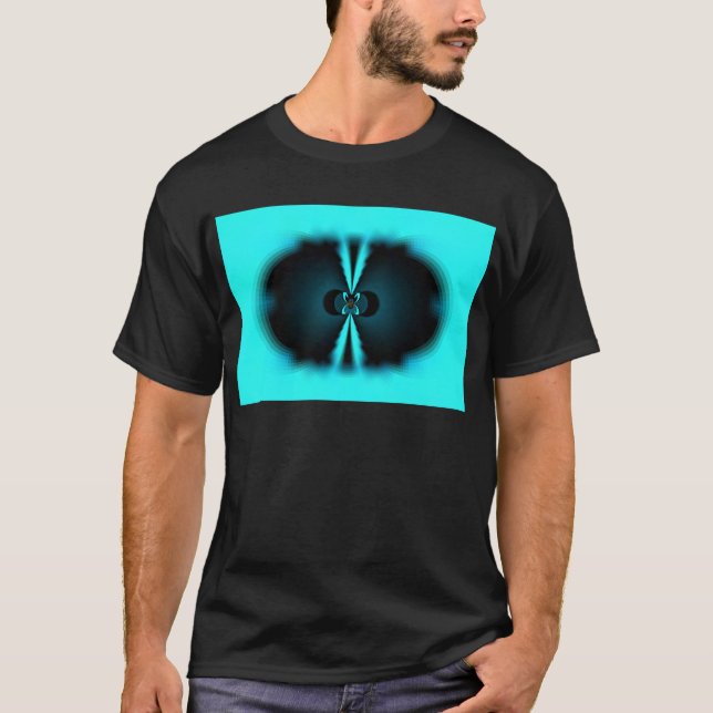 Camiseta Impressão de Abstrato de ciano e preto (Frente)