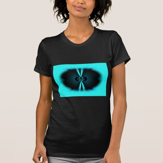 Camiseta Impressão de Abstrato de ciano e preto (Frente)