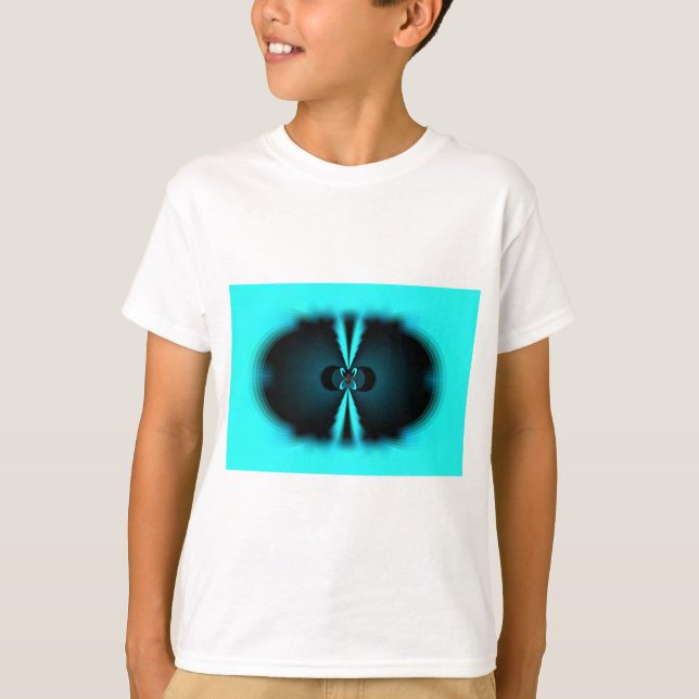 Camiseta Impressão de Abstrato de ciano e preto (Frente)