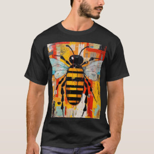 Camiseta Impressão de Arte de Abelha Colorida Parede Abelha