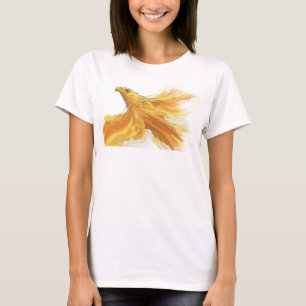 Camiseta Impressão de Arte de Águia Abstrata Dourada Cativa
