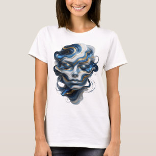Camiseta Impressão de Arte de Arte Abstrata Dourada e Elega