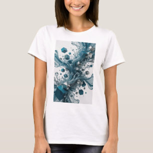 Camiseta Impressão de Arte de Arte Abstrata Prata Clássica