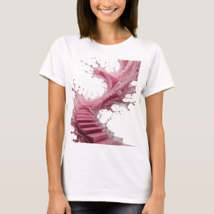 Camiseta Impressão de Arte de Arte Abstrata Prateada com Es