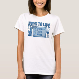 Camiseta Impressão de arte de CAFÉ AZUL Fresco ENTÃO VINHO