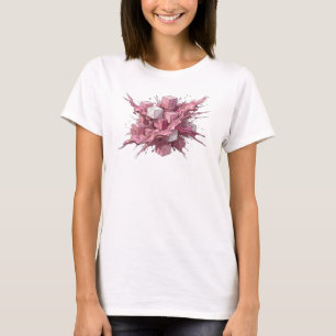 Camiseta Impressão de Arte de Cubos Abstratos Rosa