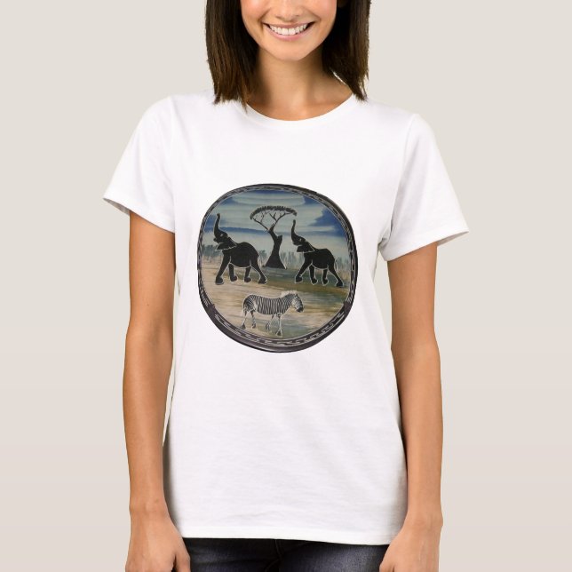 Camiseta Impressão de Arte de Elefante Africano (Frente)